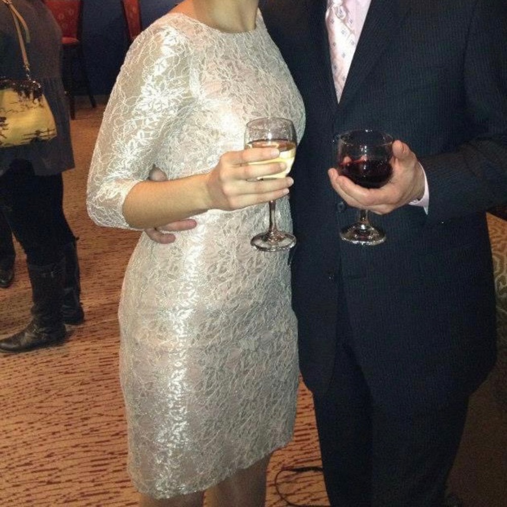 Eliza J Champagne lace and ballet pink cocktail dress 🩰